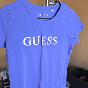 Guess Women's Vibrant Blue Short Sleeve Tee